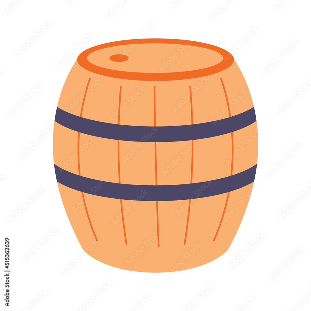 Vector wooden barrel. Flat cartoon illustration Vector wooden barrel. Flat cartoon illustration