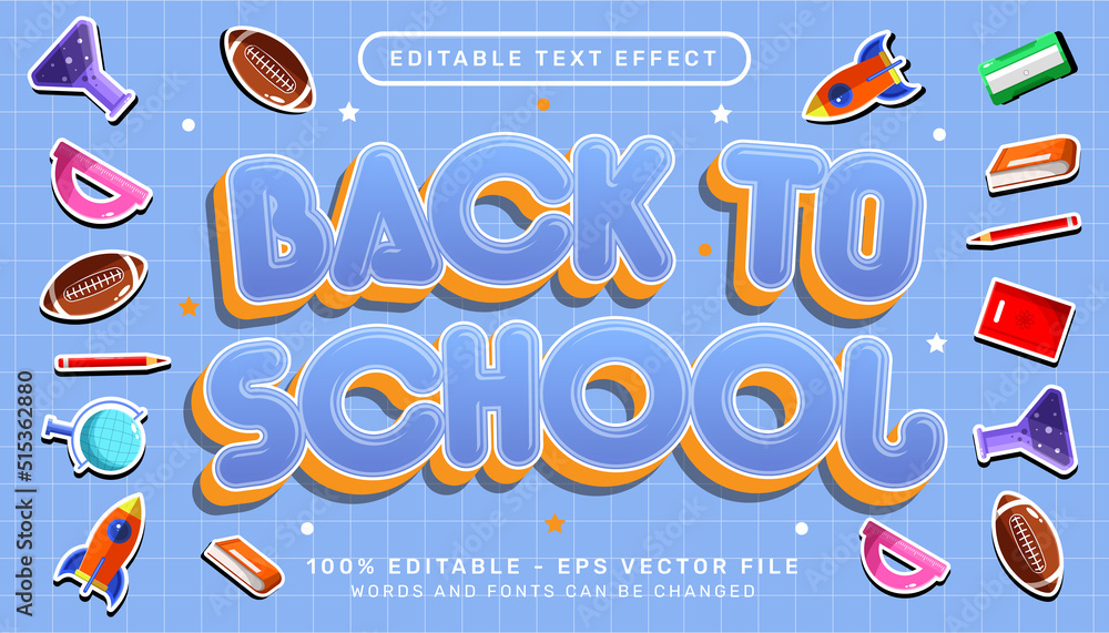 Fototapeta premium back to school 3d editable text effect template