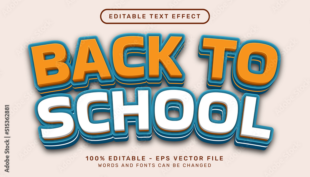 back to school 3d editable text effect template