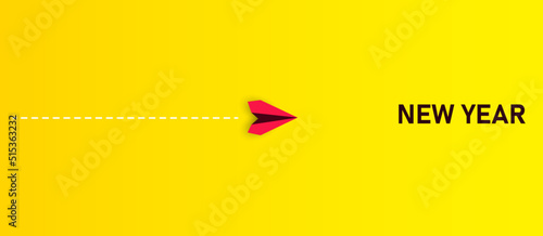 The red plane is heading towards the new year target. business creativity new idea discovery innovation technology. new year idea concept.