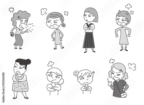 怒っている女性いろいろ