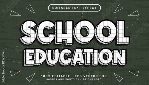 school education 3d editable text effect with paper texture template