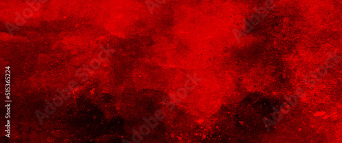 Red watercolor ombre leaks and splashes texture on white watercolor paper background with scratches and Old red scratched wall, grungy background or texture. Scary red wall for background.