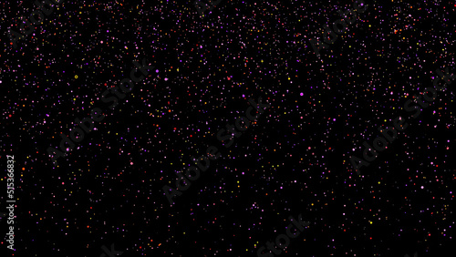 Animation of color beads on a black background. The color animation of falling crumbs. Loop fotage