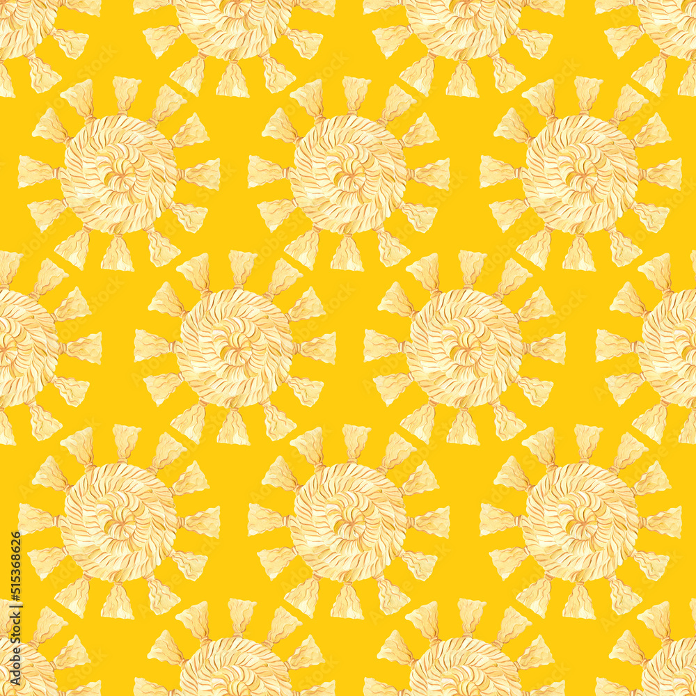 Fototapeta premium Abstract sun seamless pattern. Hand drawn doodle sun