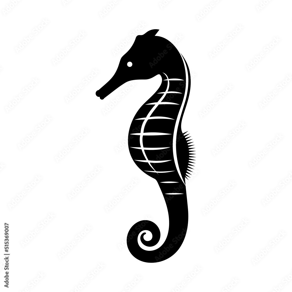 Fototapeta premium Black solid icon for Seahorse