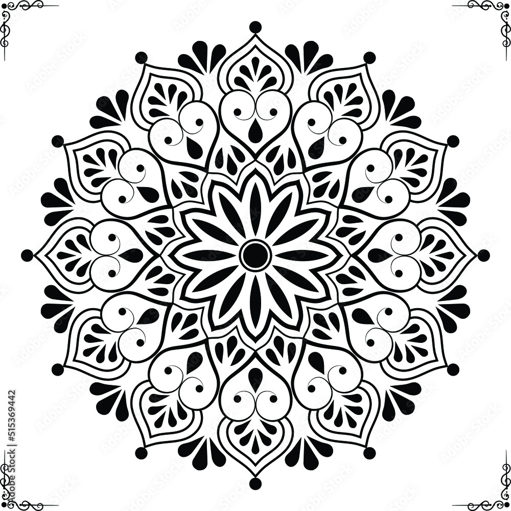 hand drawing zentangle mandalas.Hand drawn mandala with moon, yin yang, om symbol in vector. Perfect set for surface of design, textiles, posters, tattoos in indian yoga style