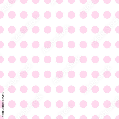 Pink circles on a white background. Seamless simple pattern for decorative textiles, fabrics. Vector.