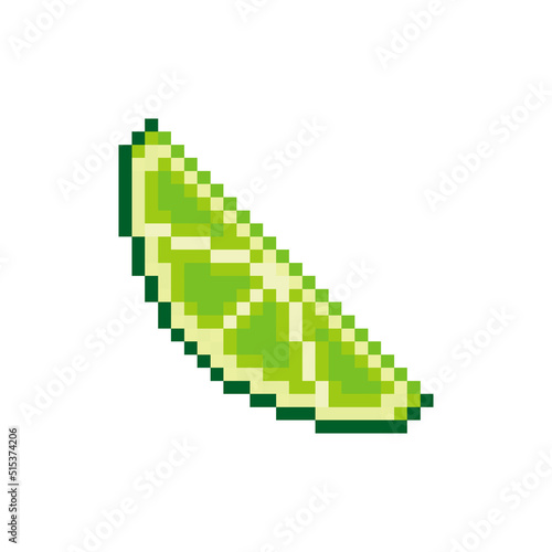 half a lime slice vector icon. Pixel art. 8 bit logo for game. eps 10