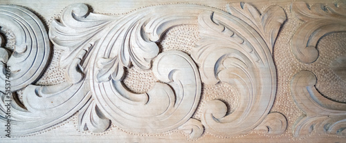 Εκτύπωση καμβά norwegian flower carving on old wood