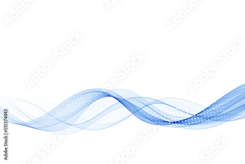 Vector blue color abstract wave design element with halftone effect.
