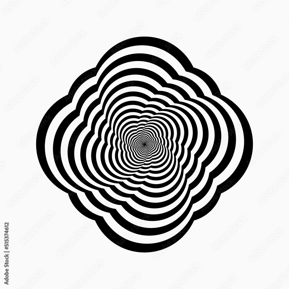 Fototapeta premium Optical illusion black lines,design element.Twisted lines on a white background.