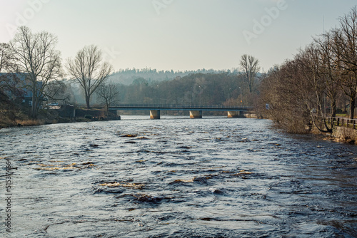 Outlook over Nissan river in Oskarsstrom, Halland county, Sweden photo