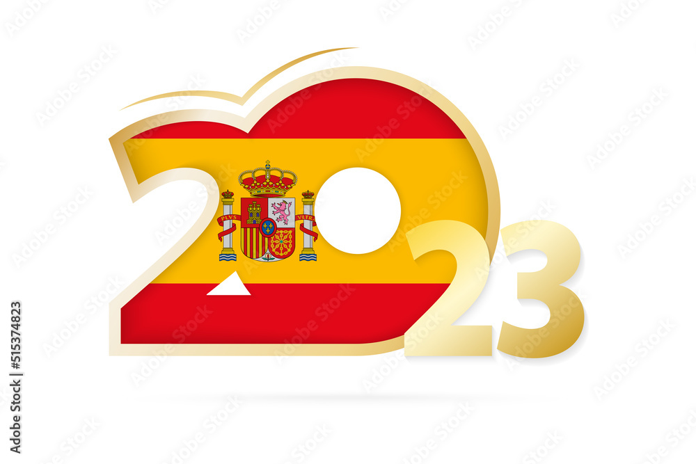 Year 2023 with Spain Flag pattern. Year 2023 with Spain Flag pattern.