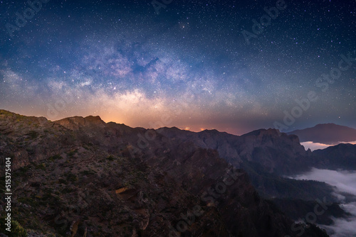 Beautiful milkyway over mountains