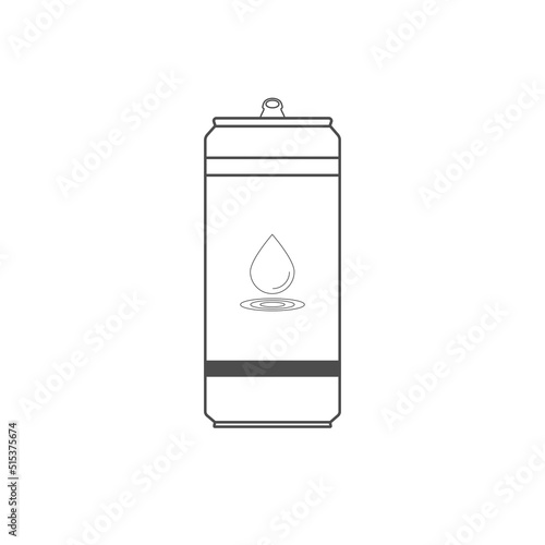 Vector icon of tin can with water. Drawing of a jar of soda water.