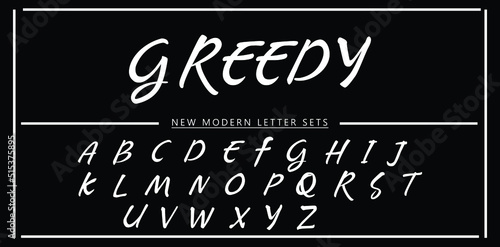 GREEDY Elegant alphabet letters font and number Fototapet