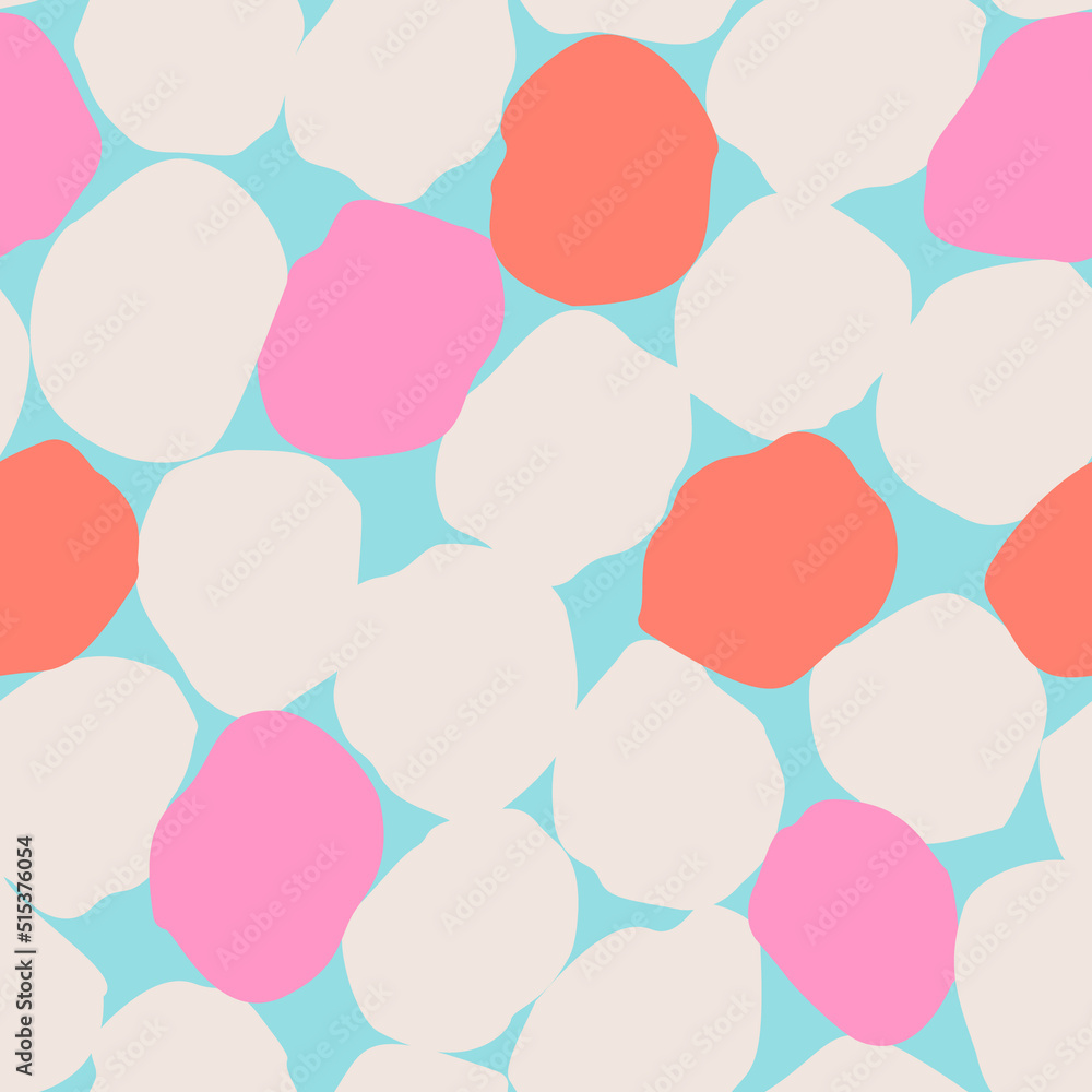 Bold polka dot seamless pattern. Big hand drawn dots, blobs, spots, blots, circles texture background