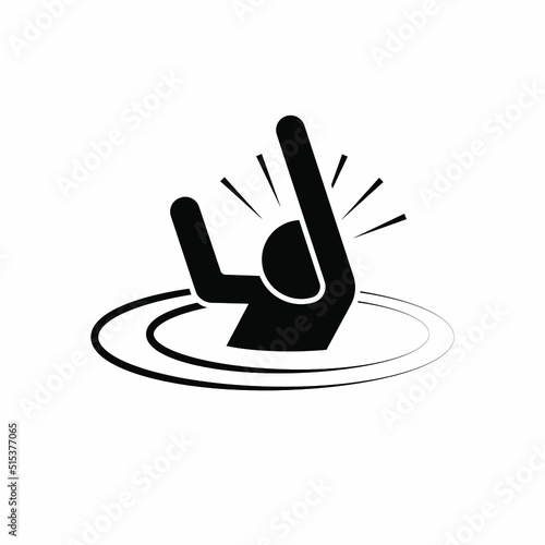 Drowning Icon. Drown, Accident Symbol in Water – Vector.