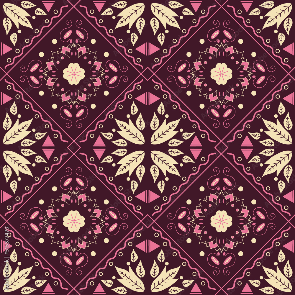 Mandalas Seamless flower pattern design for wallpaper, geometric background, carpet, textile, clothing, wrapping, batik, fabric, colorful vector illustration 