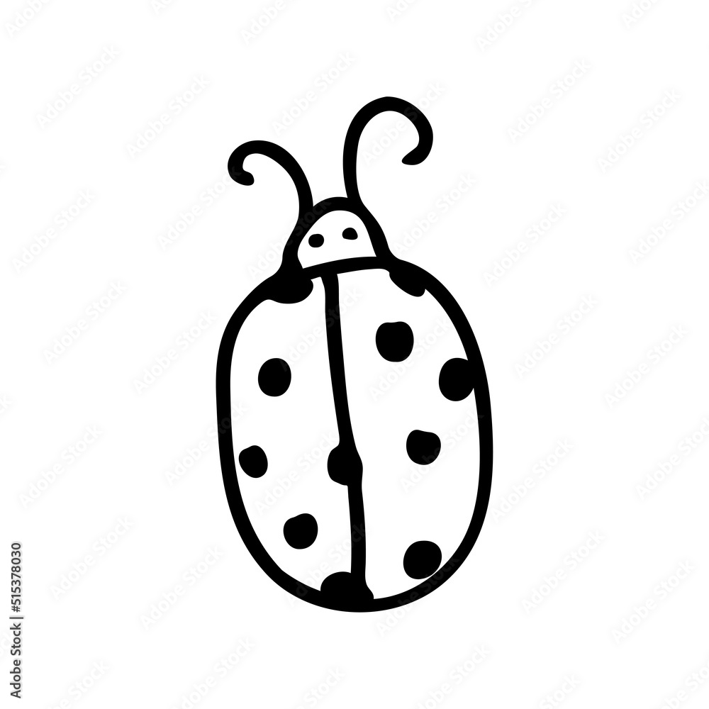 Beetle, insect, ladybug flat line art illustration in doodle style. Cute ladybug. Insect icon. Beetle, insect, ladybug flat line art illustration in doodle style. Cute ladybug. Insect icon.