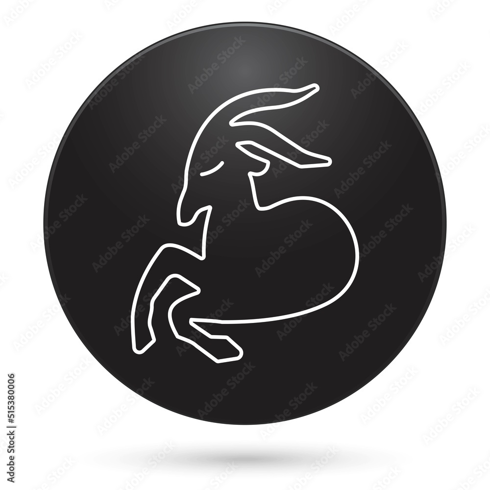 Zodiac capricorn icon, black circle button with gradient. Vector illustration. Zodiac capricorn icon, black circle button with gradient. Vector illustration.