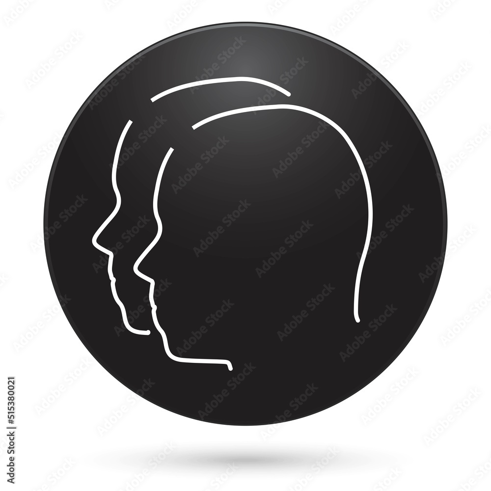 Zodiac gemini icon, black circle button with gradient. Vector illustration. Zodiac gemini icon, black circle button with gradient. Vector illustration.