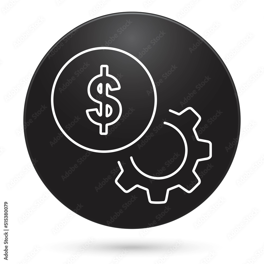 Money mechanism icon, black circle button with gradient. Vector illustration. Money mechanism icon, black circle button with gradient. Vector illustration.