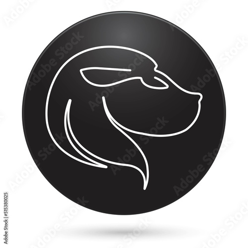 Zodiac leo icon, black circle button with gradient. Vector illustration.