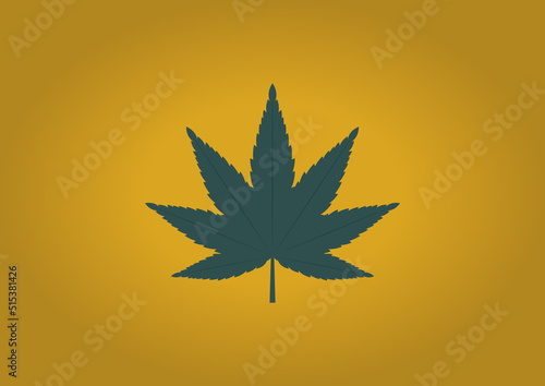 Cannabis or Marijuana Leaf on Fortuna Gold Background.