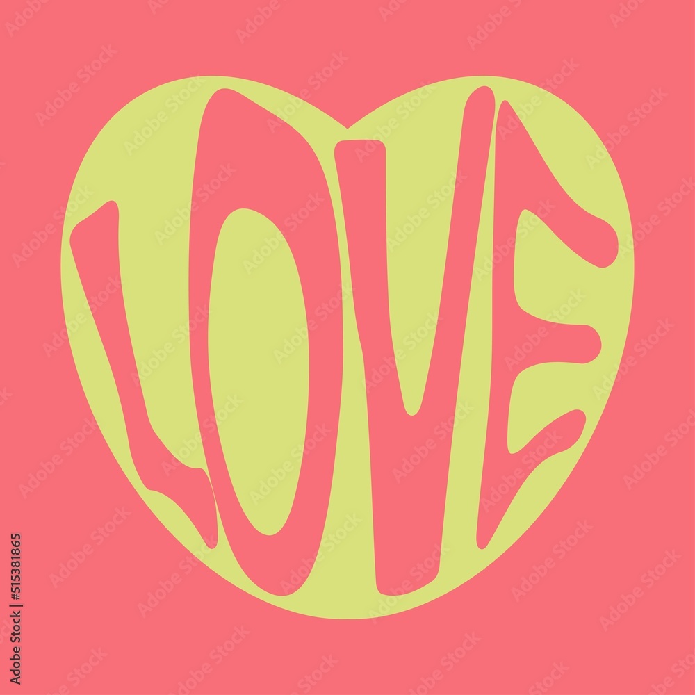 Vector inscription of love in the shape of a heart. illustration on a pink background Vector inscription of love in the shape of a heart. illustration on a pink background