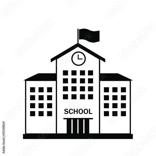 School icon. Flat vector illustration isolated on white background.High school building icon, outline vector sign, linear style pictogram isolated on white. Symbol, logo illustration