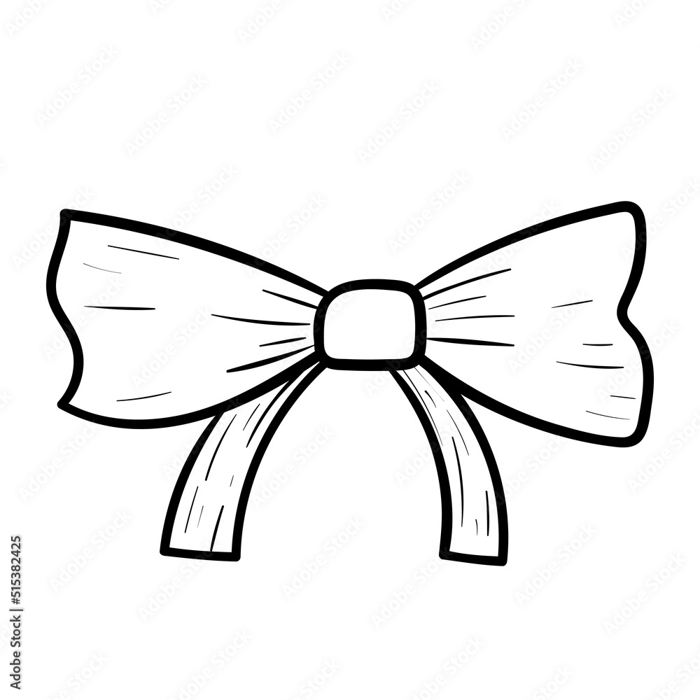 Fototapeta premium Baby girlish bow, vector isolated doodle illustration.