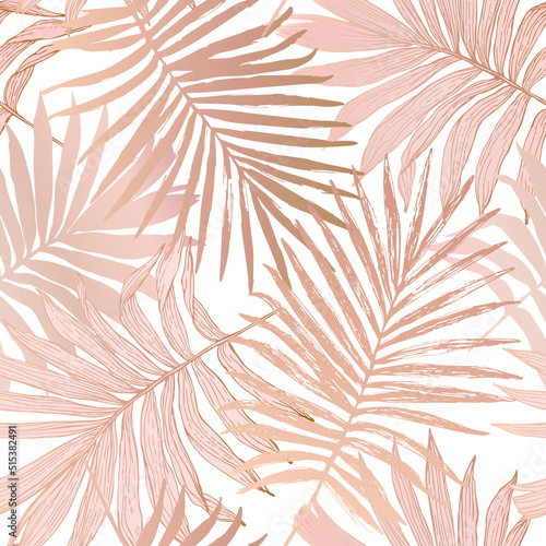 Luxurious botanical tropical leaf background in pastel blush pink color