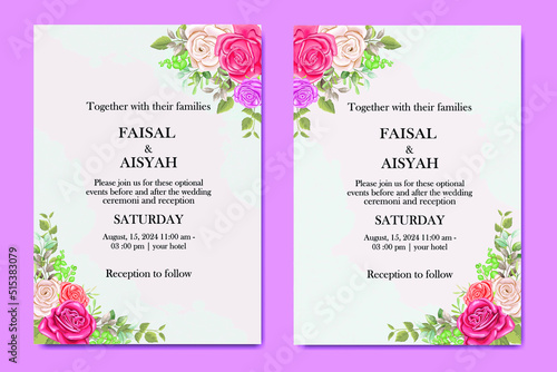 wedding invitation design with rose