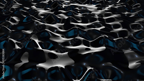 Black liquid oil or ferrofluid surface, abstract looping shape, Oil Liquid splash on black background, Dark Paint Splash Spinning flow. Animation of waves and ripples in black oil