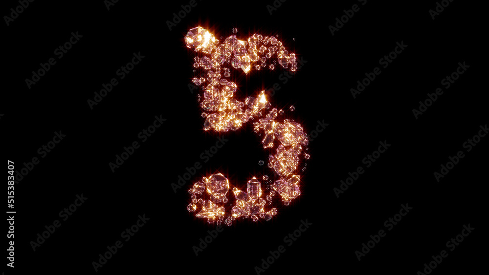 number 5 with strong golden shine - glamorous jewels font, isolated - object 3D rendering number 5 with strong golden shine - glamorous jewels font, isolated - object 3D rendering