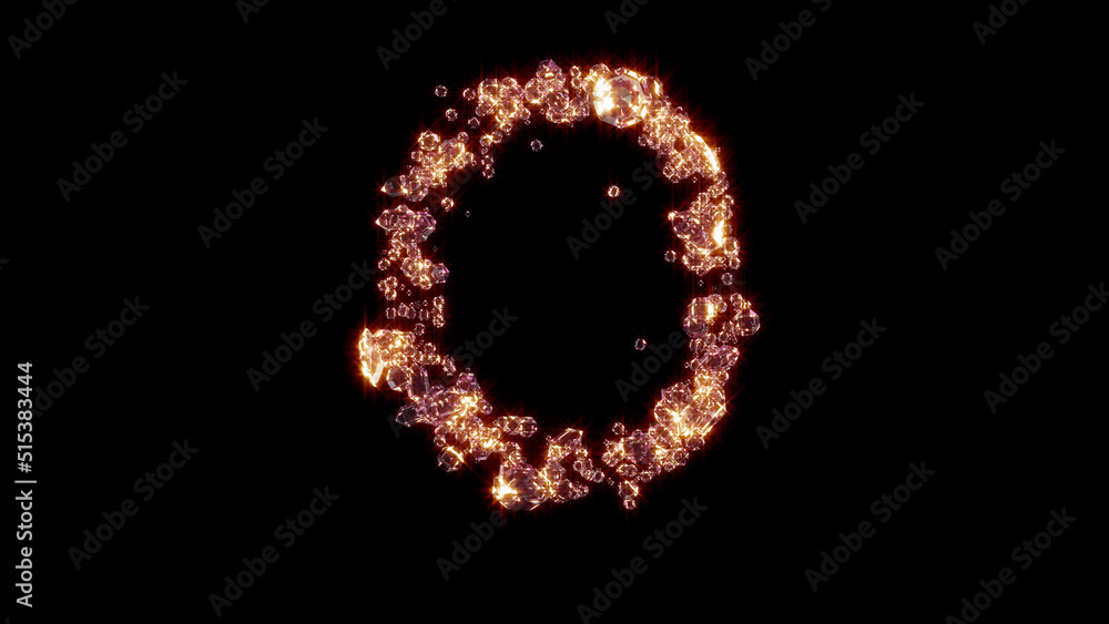 letter O with strong goldish shine - glamorous gemstones font, isolated - object 3D rendering letter O with strong goldish shine - glamorous gemstones font, isolated - object 3D rendering