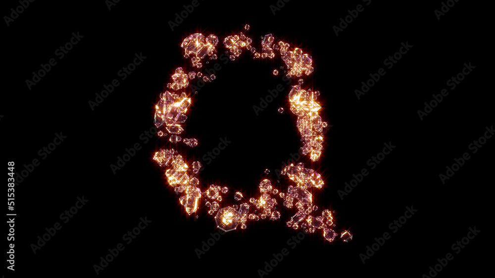 letter Q with strong golden shine - luxury jewels alphabet, isolated - object 3D rendering letter Q with strong golden shine - luxury jewels alphabet, isolated - object 3D rendering