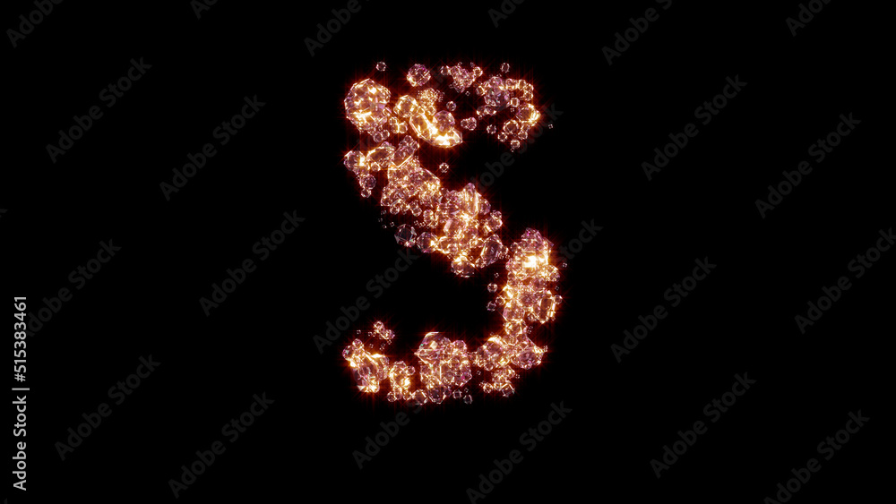 letter S with strong gold shine - luxury diamonds font, isolated - object 3D rendering