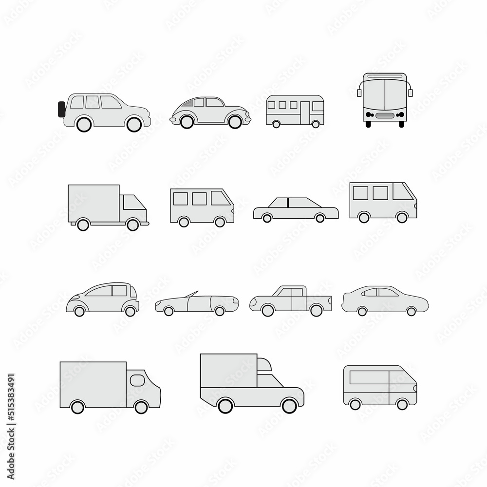 Automotive Icons Pack. Thin line icons set. Vehicles icon collection set vector.