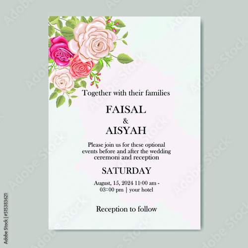 wedding invitation frame with rose