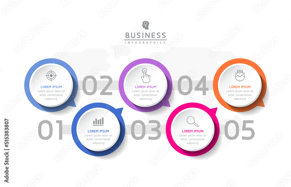 Connecting Steps Infographic Template with 5 Elements Connecting Steps Infographic Template with 5 Elements