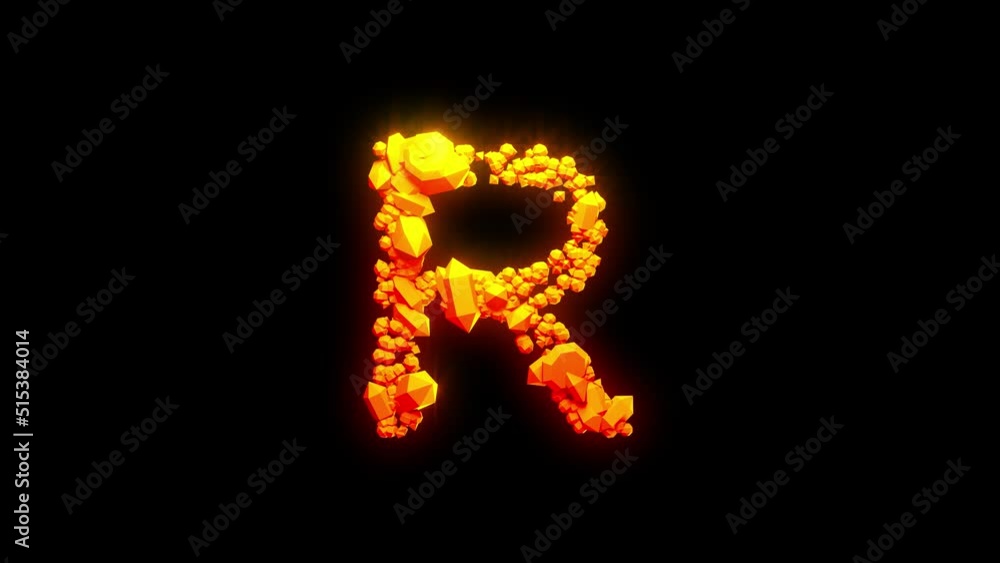 abstract bright orange letter R - creative warm crystals font, isolated - loop video abstract bright orange letter R - creative warm crystals font, isolated - loop video