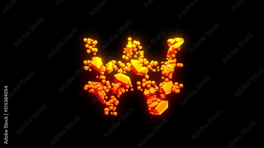 abstract bright orange won sign - creative sweet stones alphabet, isolated - loop video abstract bright orange won sign - creative sweet stones alphabet, isolated - loop video