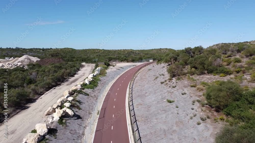 Aerial Flyover Cycle Path To Reveal Tamala Sand Dunes, Perth Australia Aerial Flyover Cycle Path To Reveal Tamala Sand Dunes, Perth Australia
