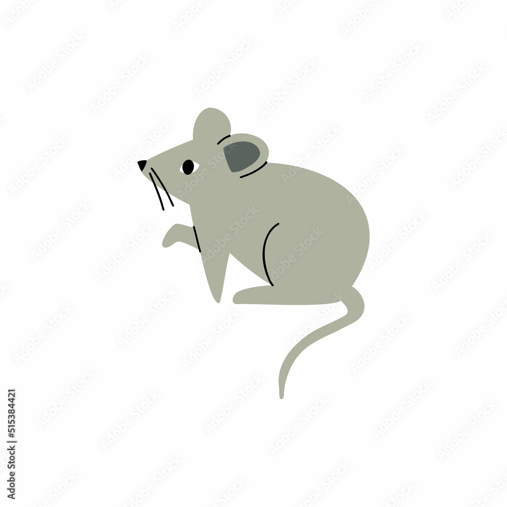 hand drawn mouse in flat style. children's illustration hand drawn mouse in flat style. children's illustration
