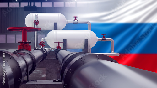 Oil pipeline with flag of R...