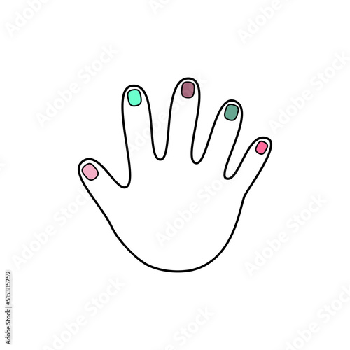 baby hand icon illustration isolated vector sign symbol colorful nails children manicure