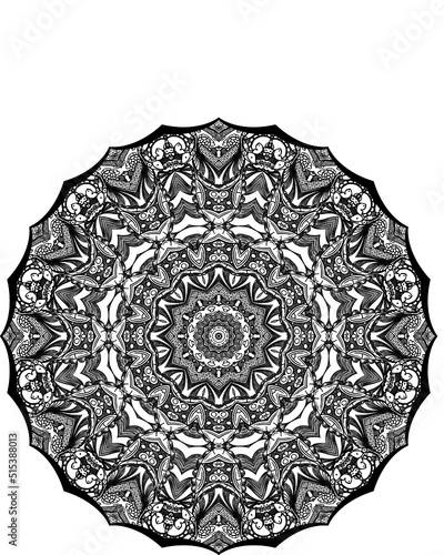 Mandala preto e branco com espaço para texto em vetor